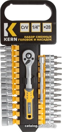

Набор трещотка с головками и битами Kern KE137211 (28 предметов)