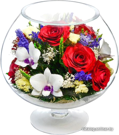 

Цветы, букеты Natural Flower Products Композиция из красных роз и фиолетово-белых орхидей NQT2