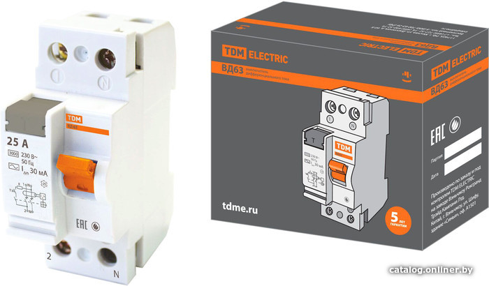 

Устройство защитного отключения TDM Electric ВД63-2Р-25А-30мА SQ0220-0002