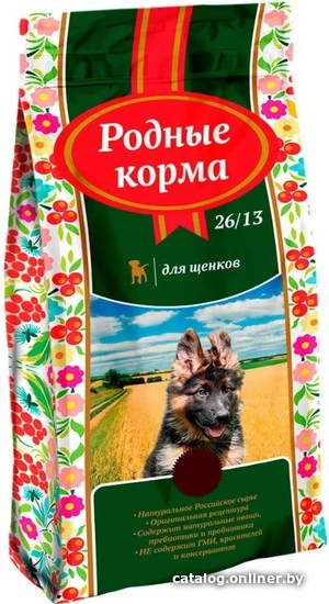 

Сухой корм для собак Родные корма 26/13 Для щенков (10 кг)