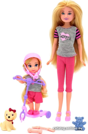 

Кукла Funky Toys Мила и Вики на самокате и собачкой 70004