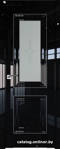 

Межкомнатная дверь ProfilDoors 28L 40x200 (черный люкс серебро люкс, стекло узор матовое)