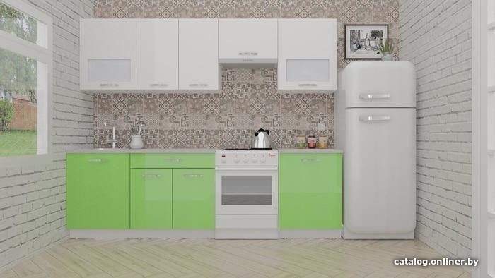 

Готовая кухня ВерсоМебель ЭкоЛайт-6 2.5 (белый/яблоко)