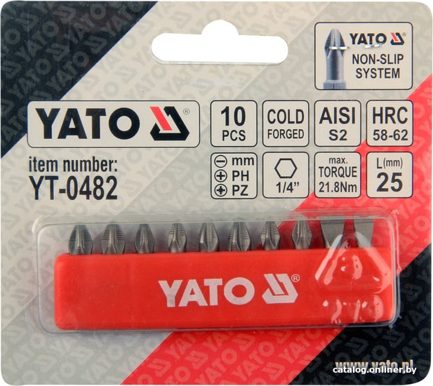 

Набор бит Yato YT-0482 (10 предметов)