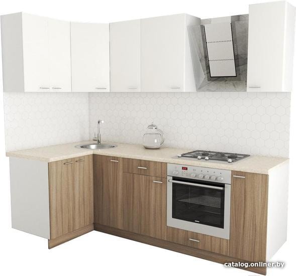 

Готовая кухня Хоум Лайн Луиза Люкс 1200x2400 угловой (древесина шорвуд/белый)