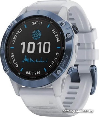 

Умные часы Garmin Fenix 6 Pro Solar 47 мм (минерально-синий титан, силикон)