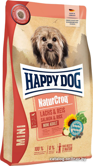 

Сухой корм для собак Happy Dog NaturCroq Mini Lachs & Reis (для мелких пород с лососем и рисом) 800 г